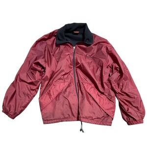 Becker Jacket Mens Large Red Fleece Lined Windbreaker Zip Pockets‎ Lightweight